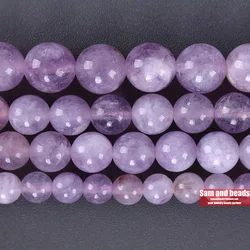 Piedra Natural púrpura lavanda cuarzo Angelita cuentas redondas sueltas para la fabricación de joyas DIY pulseras collar 15 ''4/6/8/10/12mm