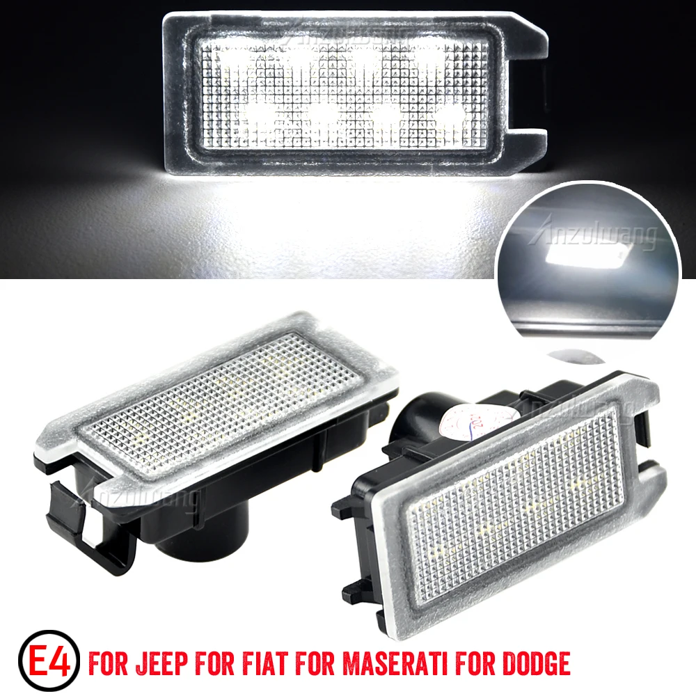 A Pair LED License Plate Light Number Plate Lamp For Jeep Grand Cherokee Compass Patriot Fiat 500 Dodge Viper Maserati Levante