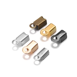200 pcs/lot Metal End Caps Gold Bronze End Clasps For Leather Cord Crimp Bead Connectors DIY Jewelry Making Findings