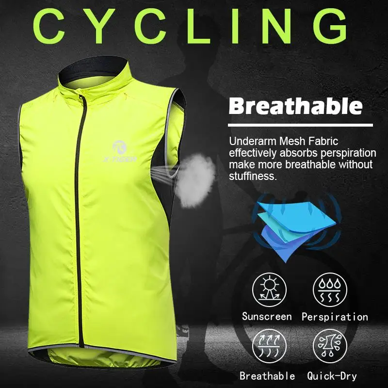 X-TIGER Rainproof Cycling Vest Windproof MTB Bicycle Jacket Outdoor Sport Quick-Dry Rain Jacket Sleeveless Reflective Clothing