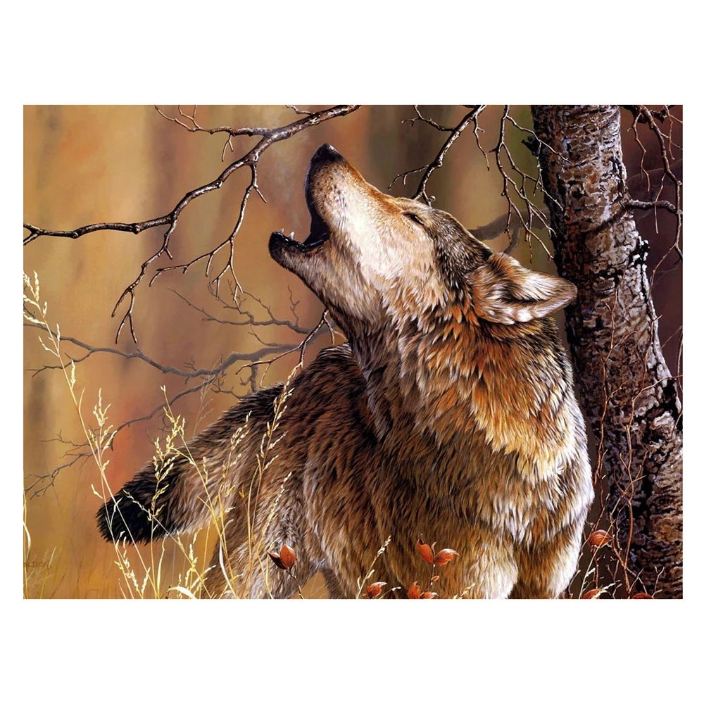 LZAIQIZG Full Square/Round Diamond Painting New Arrival Lonely Howling Wolf Handmade Gift Beads Embroidery Animal Home Decor