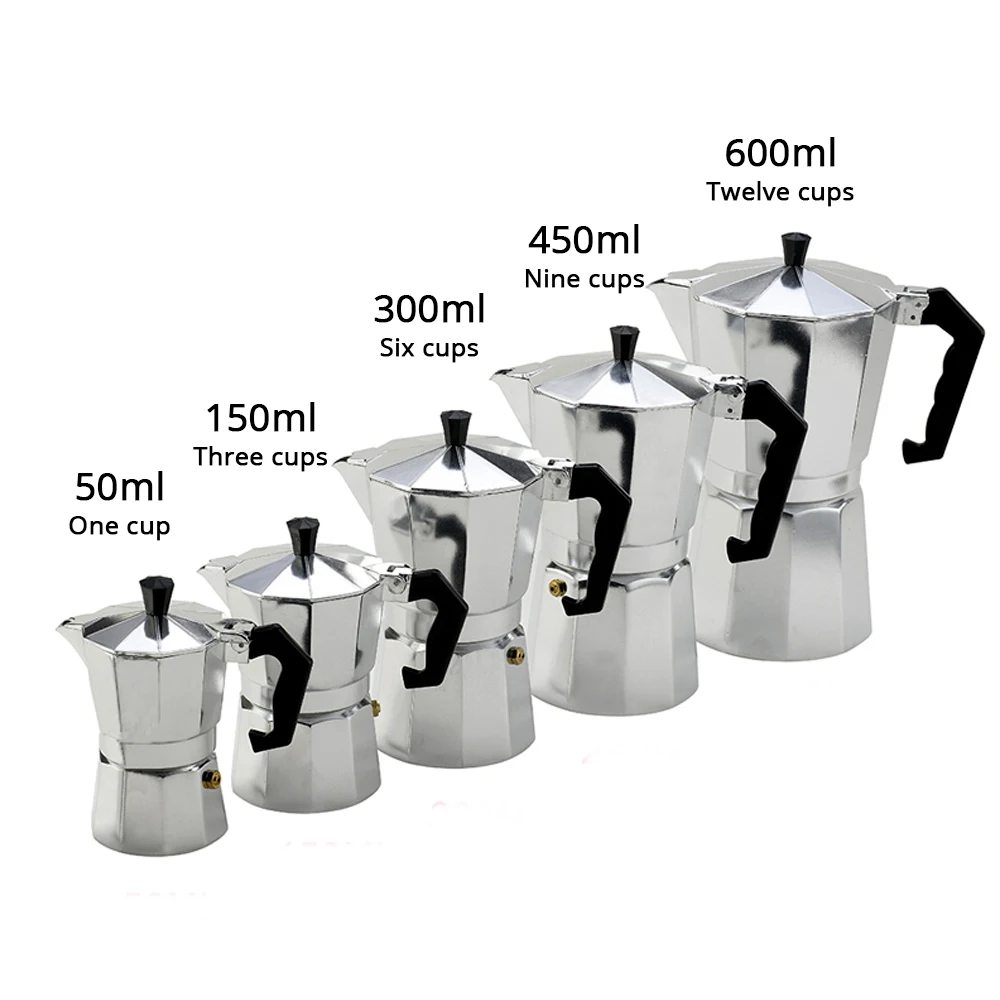 Coffee Maker Aluminum Espresso Percolator Pot Coffee Maker Moka Pots 1cup/3cup/6cup/9cup/12cup Stovetop Coffee Maker