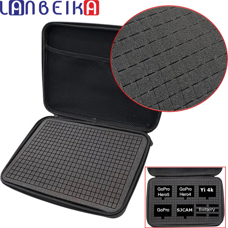 LANBEIKA Camera Bag Case DIY Travel Storage Collection Foam Shockproof For Gopro Hero 12 11 10 9 SJCAM DJI OSMO Pocket Accessory