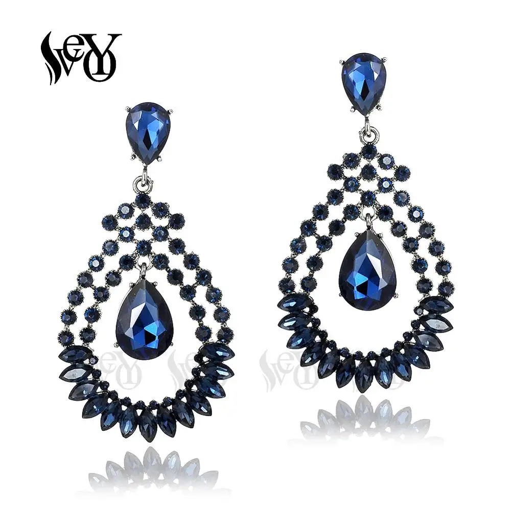 VEYO Hollow out Crystal Dangle Earrings for Women Luxury wedding Rhinestone Earrings Fashion Jewelry Gift