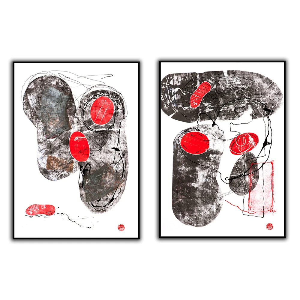 Abstract Forms Art Print, Contemporary Canvas Wall Artwork Decor,