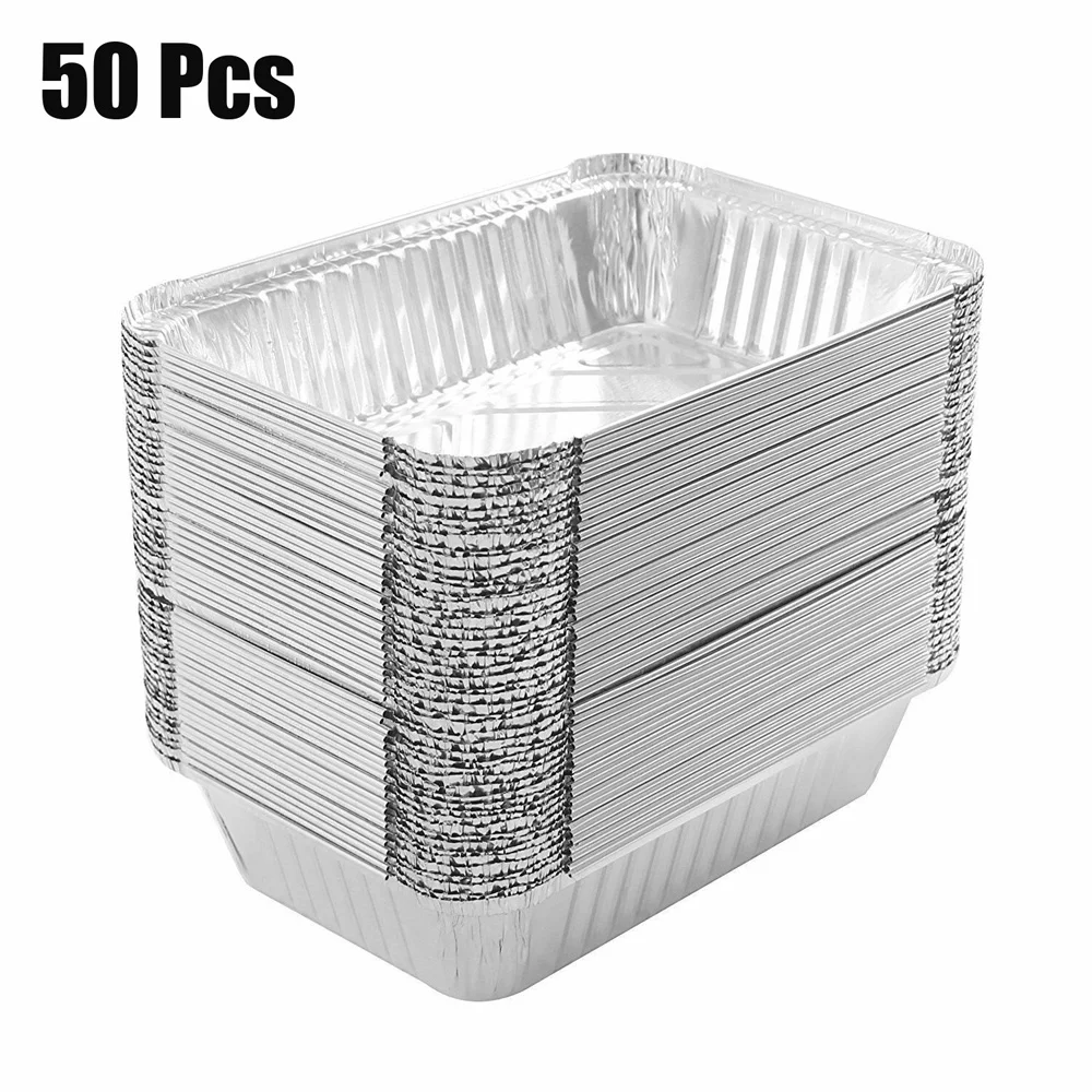 

50pcs Disposable BBQ Drip Pans Aluminum Foil Grease Drip Pans Recyclable Grill Catch Tray For Weber Outdoor Supplies