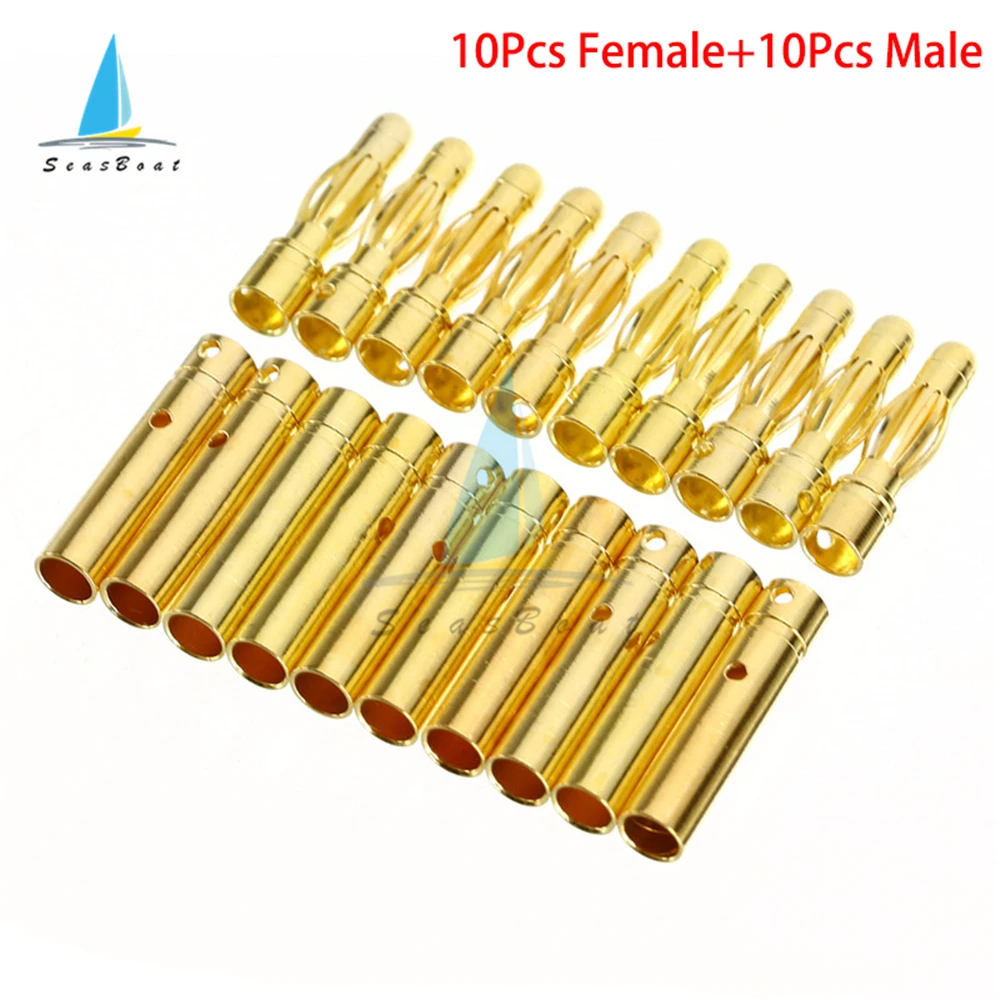 10pcs 3.5mm Gold Bullet Banana Connector Plug Male/Female For ESC Battery Motor