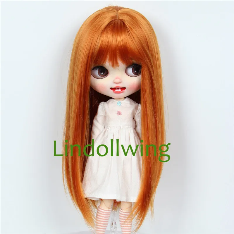 9-10 inch Blyth Wig Long Carrot Orange Straight Hair