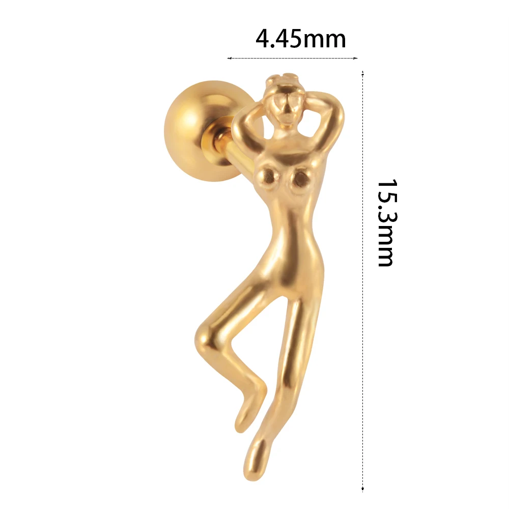 1-5PC Surgical Steel Ear Studs Cartilage Piercing Retro Leaf Gesture Posture Sword Earring Man Unisex Trendy Funk Body Jewelry image 6