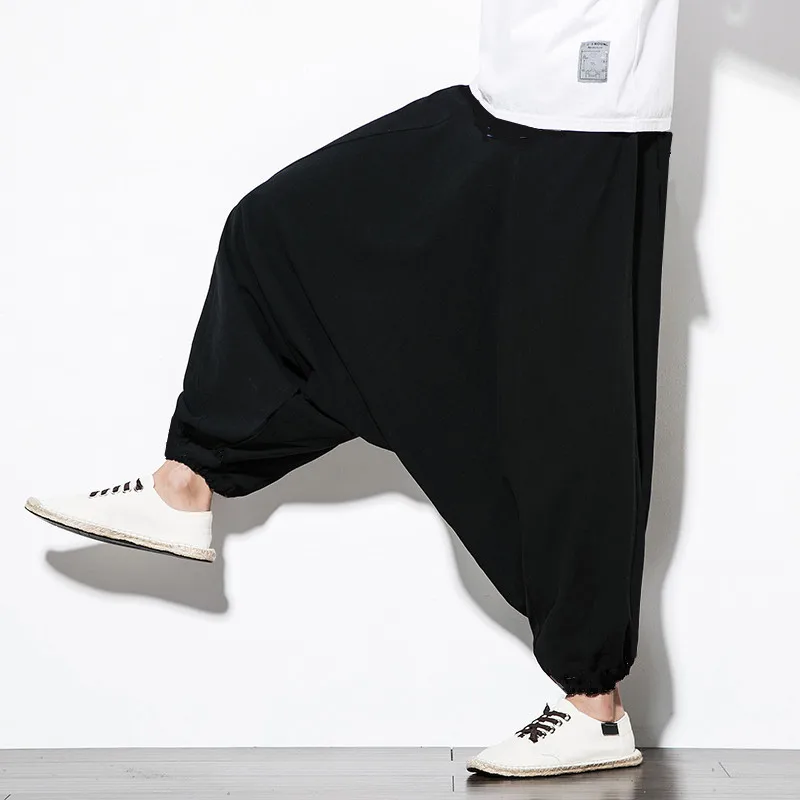 14 Colors Plus Size Men's Loose Casual Cotton Cross Pants, M-5XL Aladdin Lantern Wide Leg Trousers Hip Hop Dancing Harem Pants