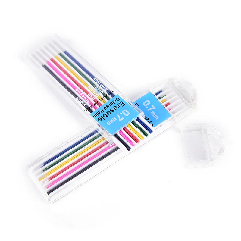 1 Box 0.7mm Color Mechanical Pencil Refill Lead Erasable Student Stationery Refill Practical Pen Stand Fixed Mechanical Refill