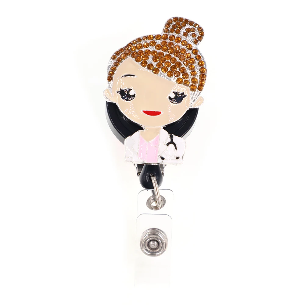 Sparkly Medical Rhinestone Retractable ID Nurse Badge Reel/Holder for Nurse Accessories