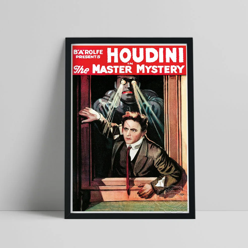Vintage America Movie Poster, Harry Houdini Movie Star Prints, The Master Mystery Wall Stickers, Greatest Magician Wall Picture