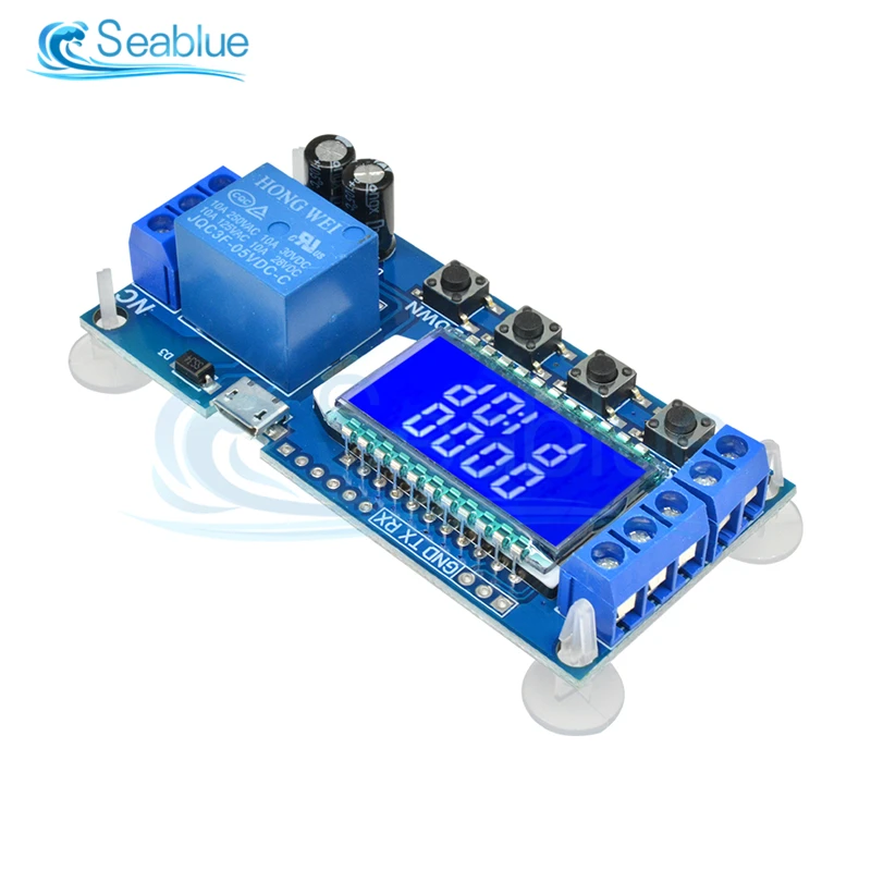 DC 6-30V 10A LCD Digital Display Time Delay Relay Module 1 Way Cycle Timing Delay Relay Module High And Low Level Trigger Switch