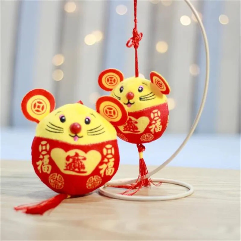 1 PCS New 10cm Cute Year Of The Rat Mascot Festive Ball Squirrel Doll Pendant Holiday Gift For Girls&Boys&Childs HANDANWEIRAN