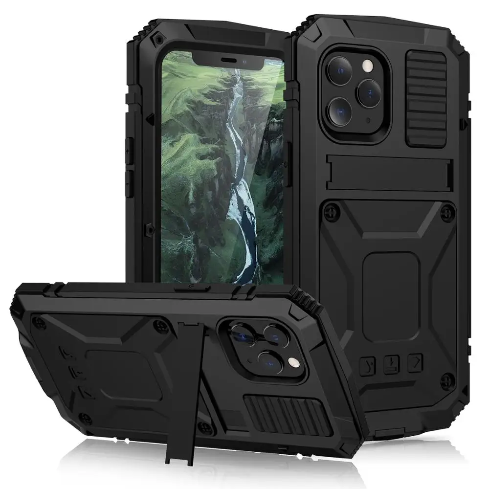 Powerful Case For iphone 12 Pro Max Case Metal Armor Shock Dirt Proof Kickstand Waterproof Phone Case for iphone 12 Mini Cover