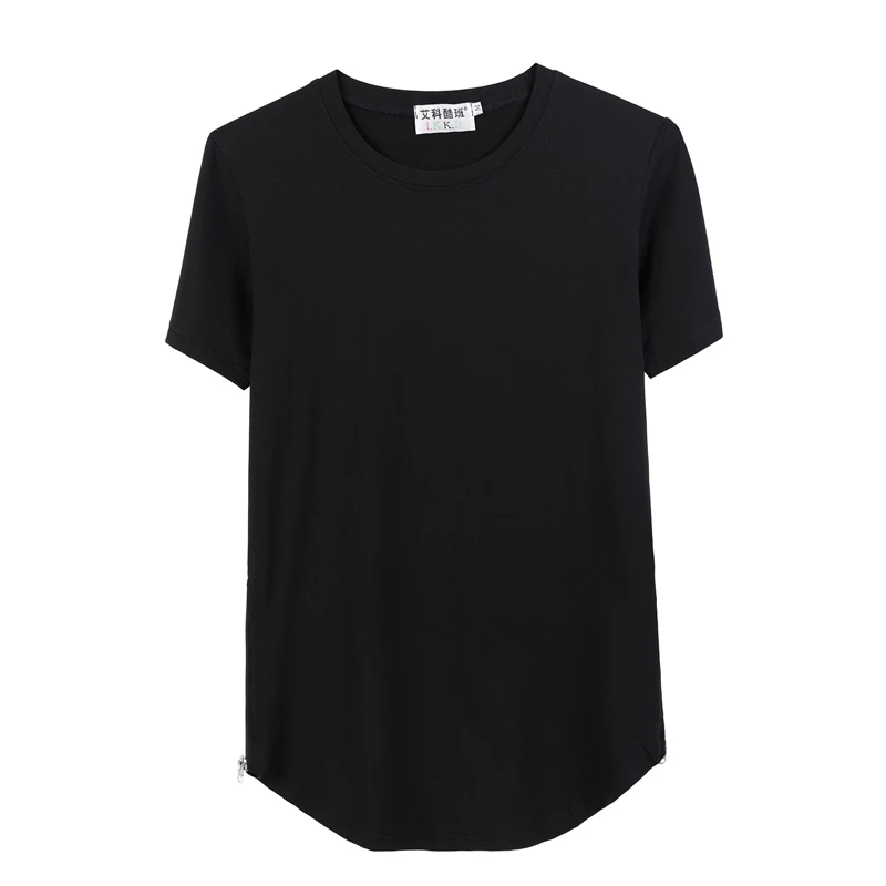 Summer version of the new Korean version of the long side Zipper Park half-sleeve round collar t-shirt jacket short-sleeved high