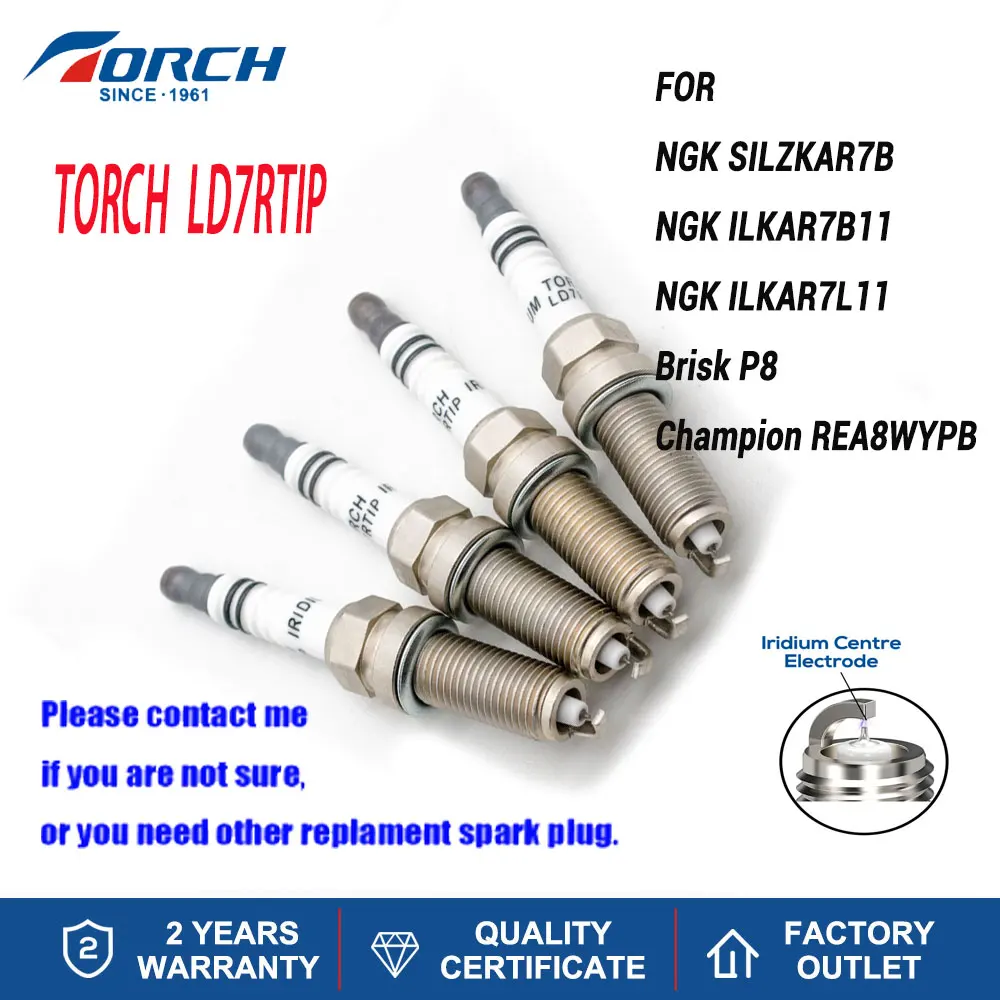 Hot Sale Automobiles Ignition Original Iridium Platinum Spark Plug TORCH LD7RTIP for Candle ILKAR7B11/SILZKAR7B/ILKAR7L11