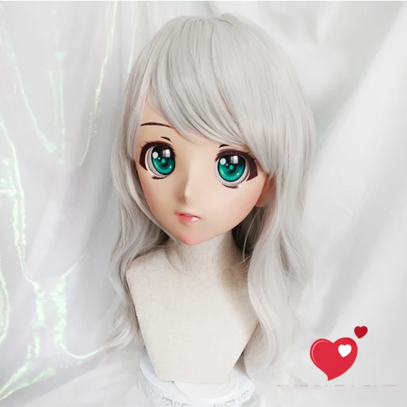 (Juzi-03)Japan Anime Kigurumi Masks Cosplay Kigurumi Cartoon Character Role Play Half Head Lolita Doll Mask With Eyes And Wig