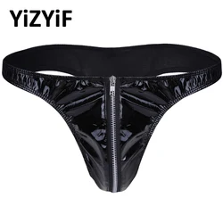 Sexy Men Latex Zipper Underpants Sex Mens Leather Bikini Briefs Underwear Gay Erotic Lingerie G-Strings and Thongs Sissy Panties