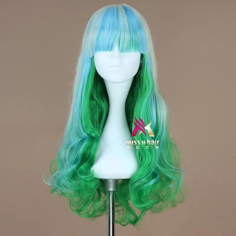 new Mori girl long curly Cosplay wig for women green Synthetic hair Heat Resistant High Temperature Fiber costume party