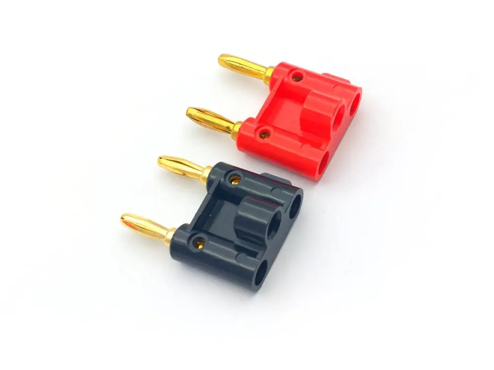 2pcs Dual 4mm Banana Plug Speaker Nickel plated/Gold-plated Connectors Screw Type red+black