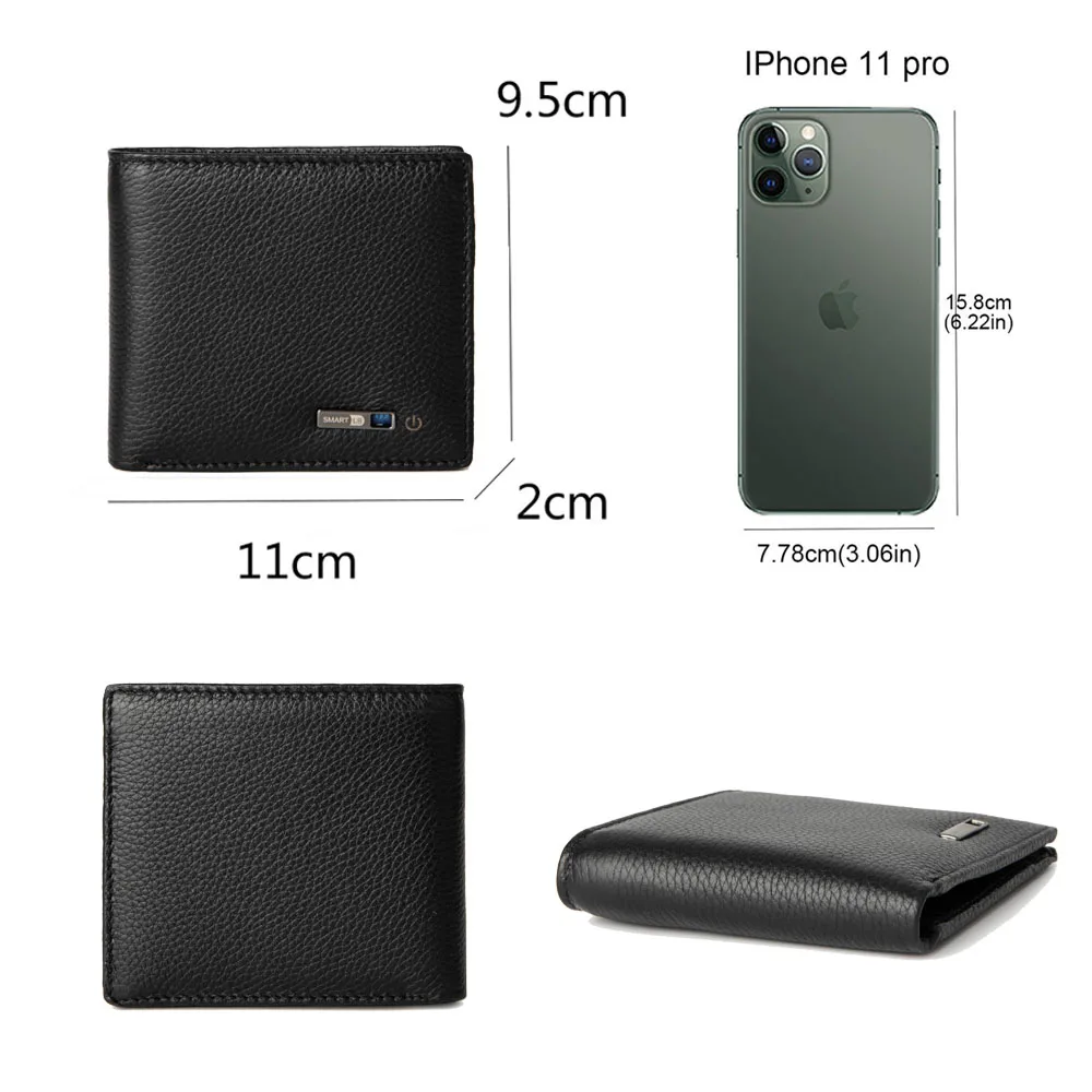 Smart Anti-lost Wallet Bluetooth-compatible Genuine Leather Men woman wallets High Quality Purse Male Wallet  With Gift box