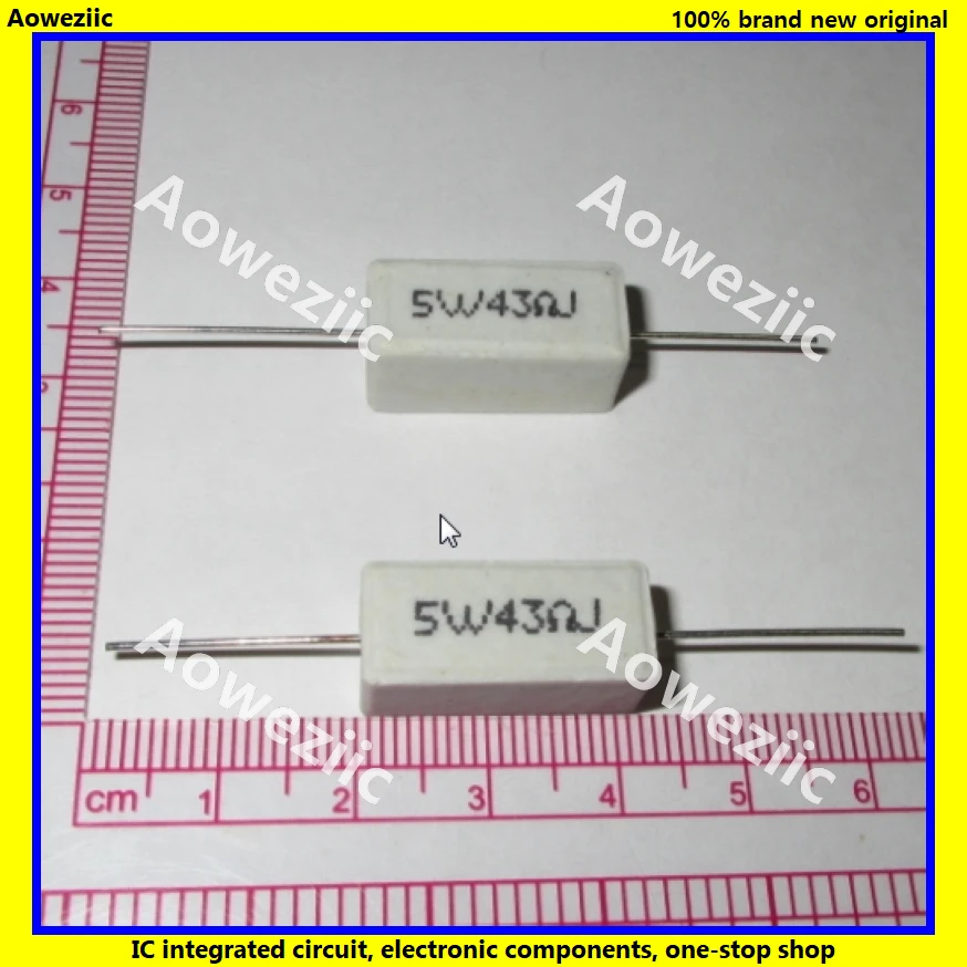 10 Chiếc RX27 Ngang Xi Măng Chịu 5W 43 Ohm 43R 43RJ 5W43RJ Gốm Chống Độ Chính Xác 5% Công Suất Kháng