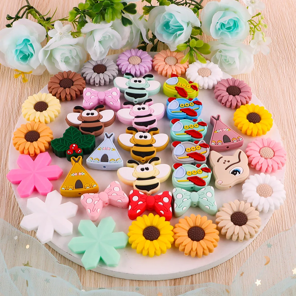 5/10Pcs Cartoon Mini Silicone Animal Beads Food Grade DIY Bracelet Necklace Keychain Jewelry Handmade Accessories