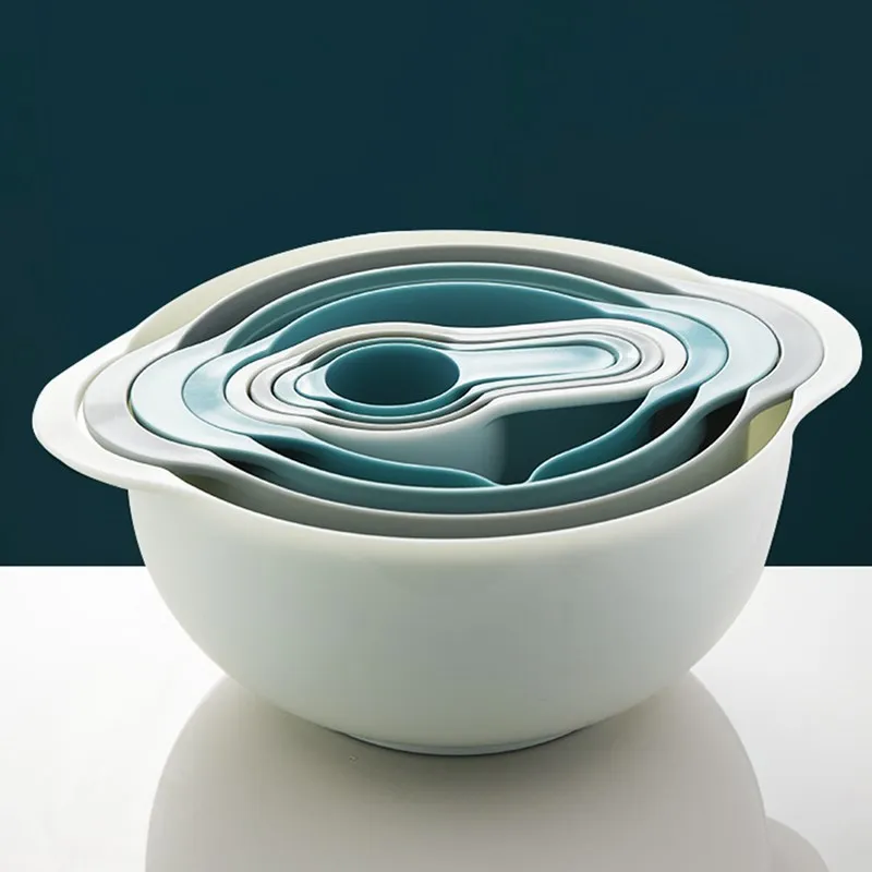 Tigelas de mistura de plástico conjunto de 8 colheres de medição sem bpa copos escorredor peneira de farinha peneira filtro bolo pão cozinha ferramentas de cozimento