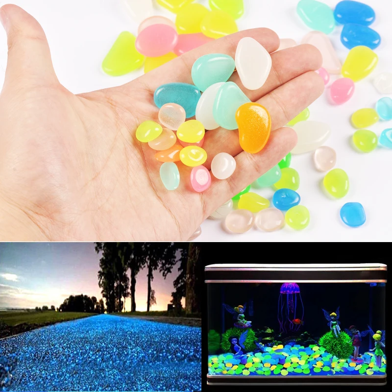 Luminous Stones Glow in the Dark Garden Pebbles Fish Tank Glow Stone Decoration Walkways Path Patio Lawn Yard Decor Mix Color