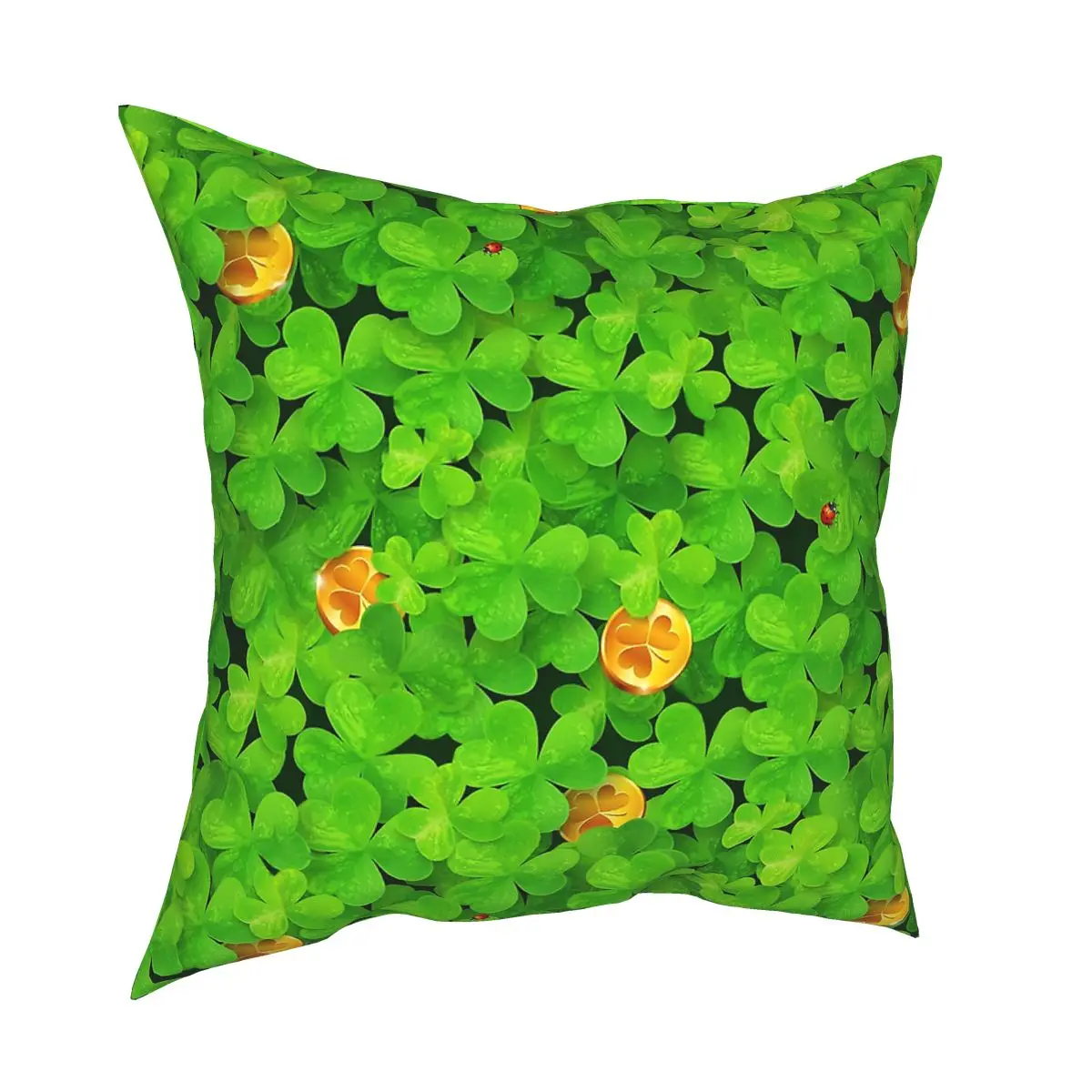 Saint St. Patrick's Day Clovers Square Pillow Case Decorative Pillow Irish Paddys Shamrock Leprechaun Pillowcover Home Decor