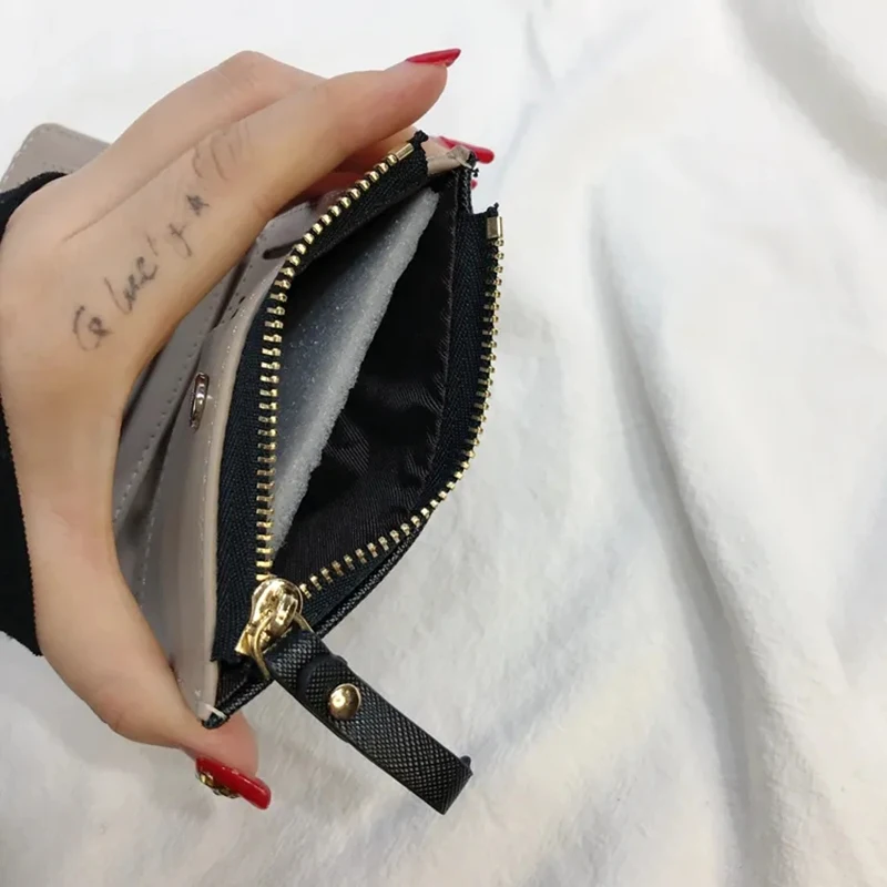 Embroidery Cat Women Short Wallet Zipper Coin Purse Short Women's Wallet Female Mini Card Holder Clutch for Girl Carteras Mujer