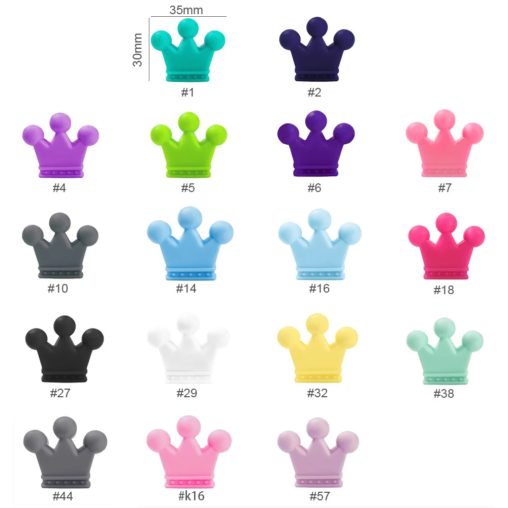 Cute-idea 10pc Crown Silicone Beads BPA Free Chewy sensory Crafts Chain For Pendant Baby Teether Toy DIY gift