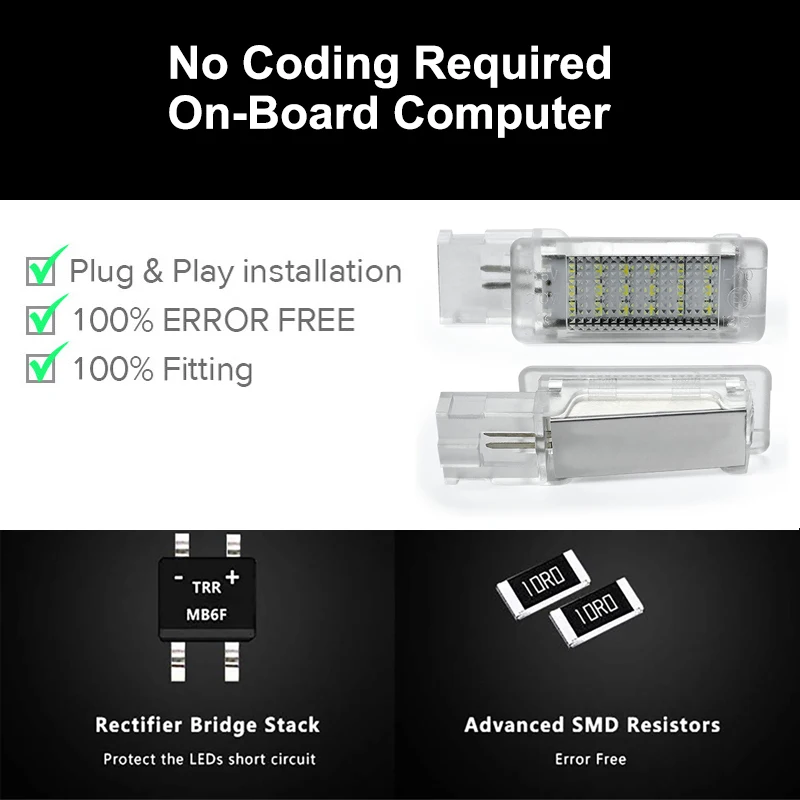 Lampe de boîte d'isotbox de bagages à LED, lumière de plancher pour Seat Alhambra Ateca Skoda Superb Rine VW Golf Passat Jetta Polo Sharan Caddy, 2 pièces