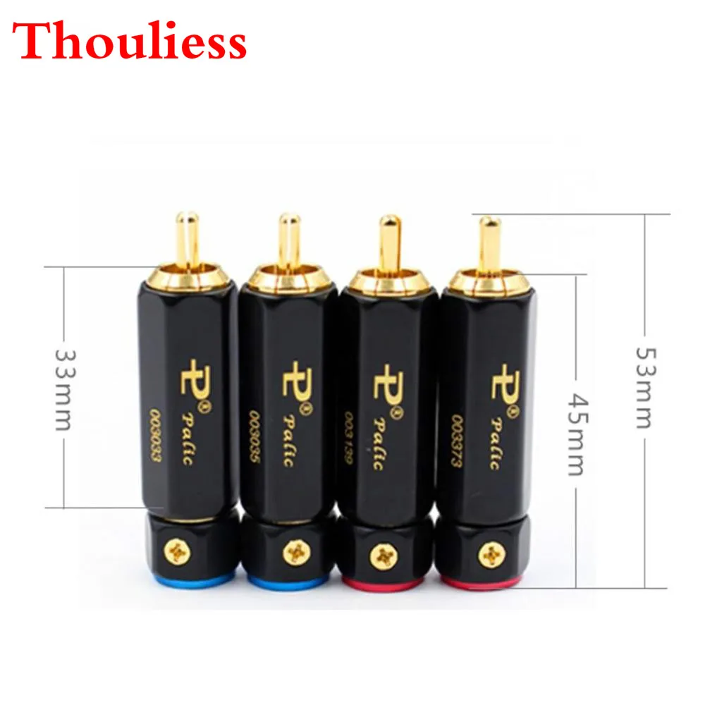 Thouliess 4pcs/lot HIFI Audio Gold Plated interconnect RCA Speaker Cable RCA plugs Lock Collect Solder A/V Connectors For DIY