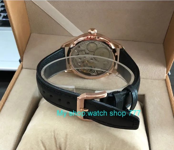 Sapphire crystal or Mineral glass 44mm Asian 6498 Mechanical movement men\'s watch gold case Mechanical watches PA79-P8