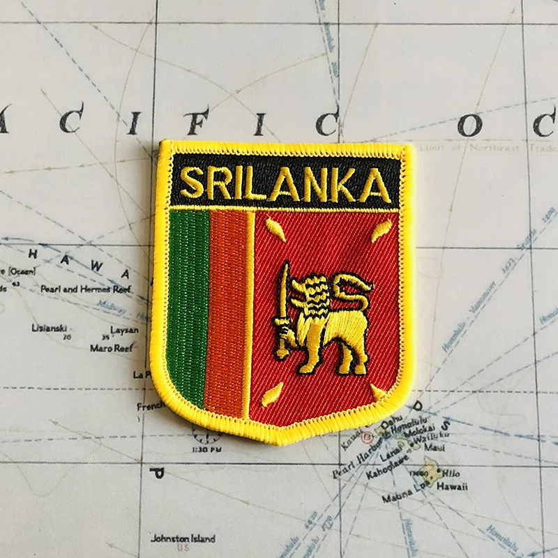 Sri Lanka National Flag Embroidery Patches Badge Shield And Square Shape Pin One Set On The Cloth Armband   Backpack  Decoration