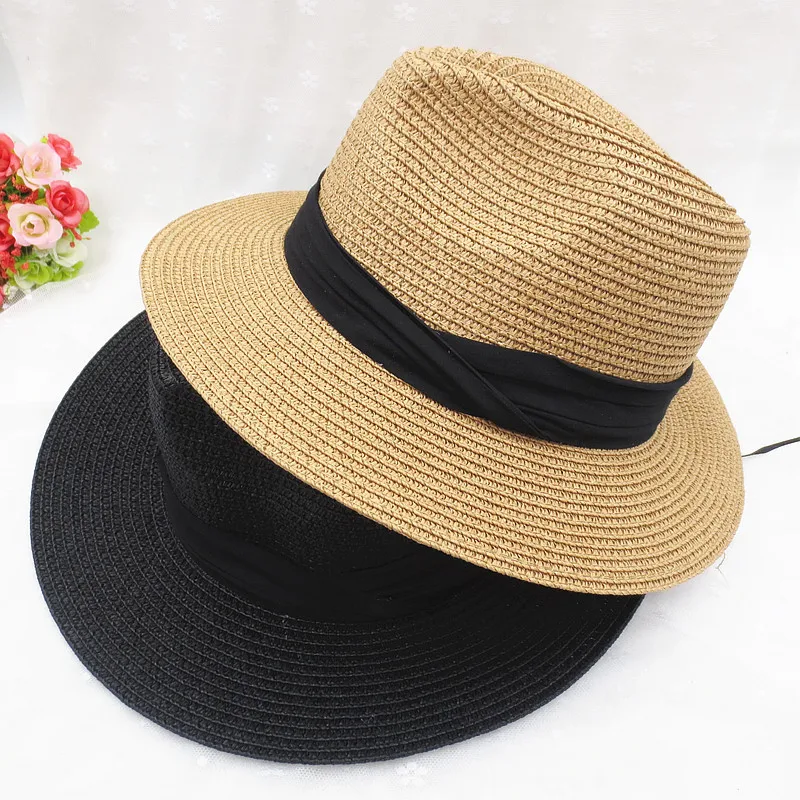 

Simple Fashion Folded Wide Brim Unisex Straw Hat Sun Hat Summer Beach Travel UV Protect Vintage Jazz Panama Fedora Straw Hat