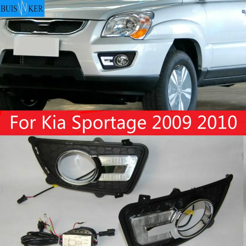 

2PCS LED Daytime Running Light For Kia Sportage 2009 2010 Dimming Style Relay Waterproof ABS 12V Car LED DRL Lamp Daylight