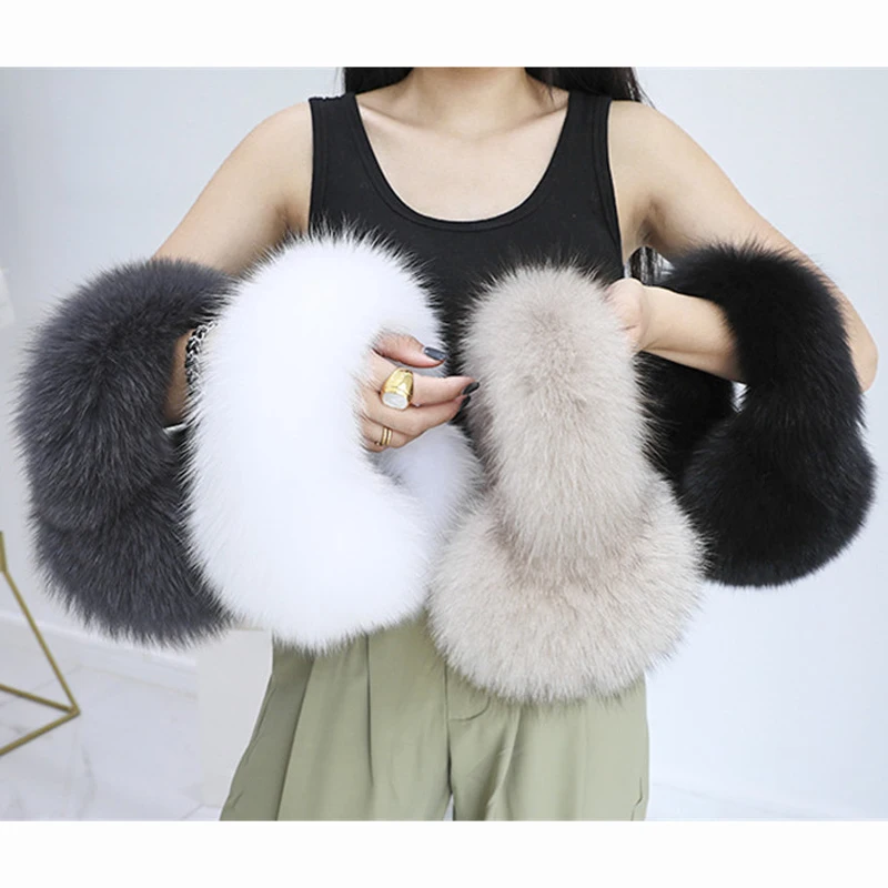 Winter Real Fox Fur Earmuffs for Women Natural Fox Fur Scarves Dual use Genuine Warmer Plush EarMuff Outdoor Solid Fur Scarf