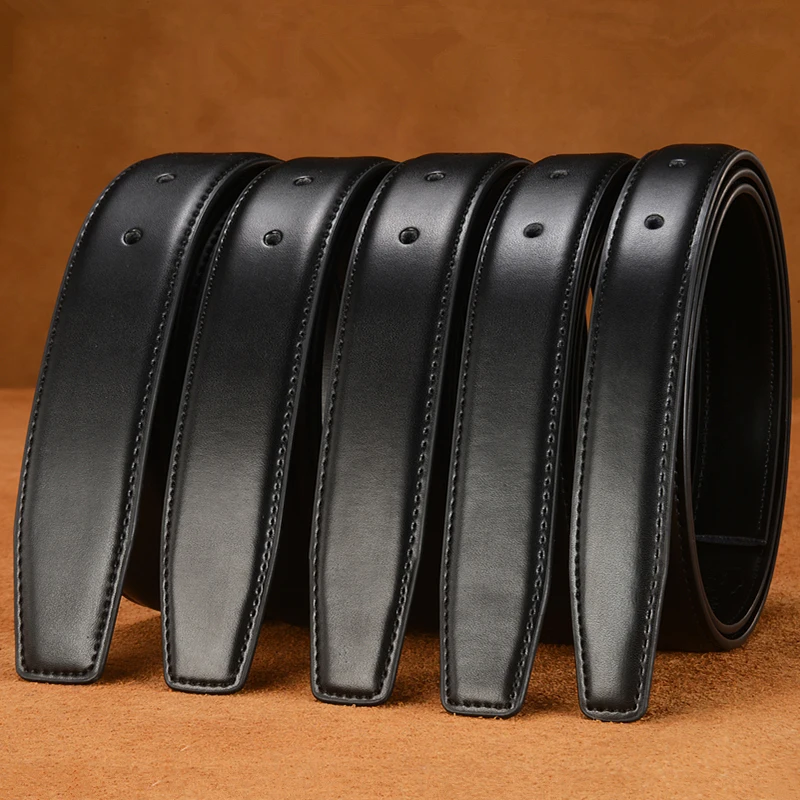 2.4cm 2.8cm 3.0cm 3.2cm 3.5cm 3.8cm Genuine Leather Belt No Buckle Pin Buckle Waist Strap Belts Boby Without Buckle Men Women