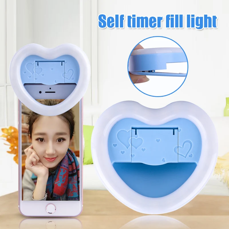 Rechargeable Adjustable Selfie Ring Light Love Shape LED Fill Light for Smart Phone GK99