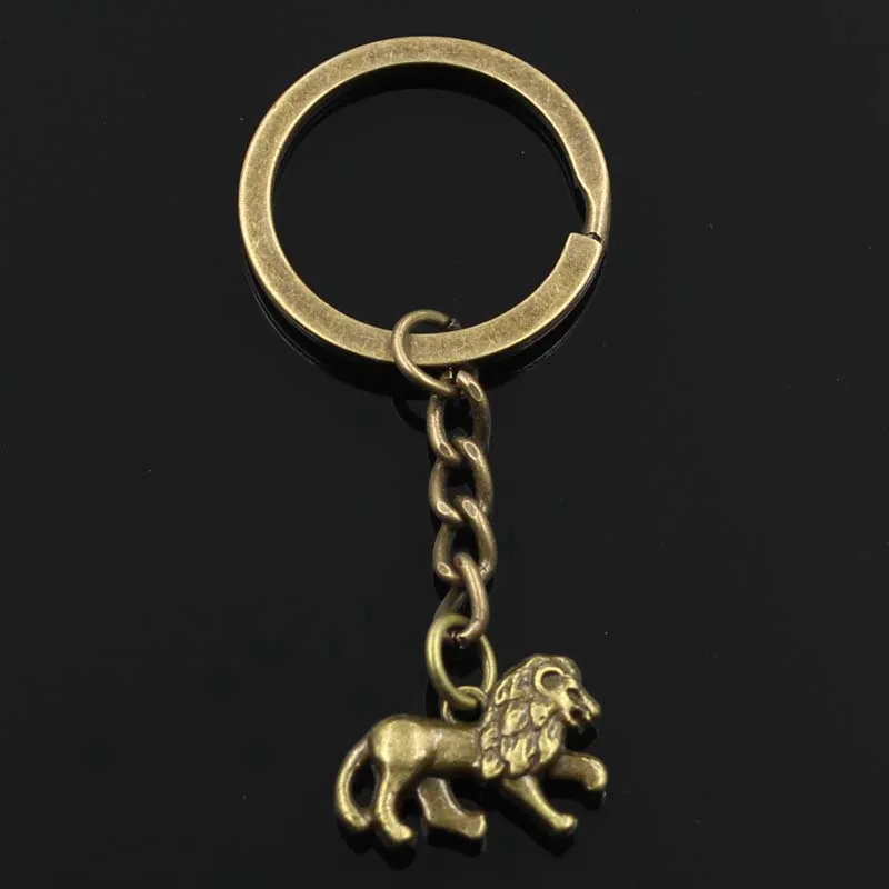 Fashion Keychain 15x22mm 3D Animal Lion Silver Color Pendants DIY Men Jewelry Car Key Chain Ring Holder Souvenir For Gift