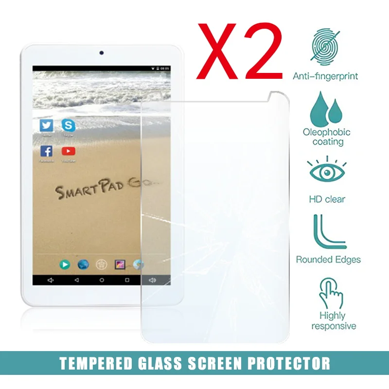 

2Pcs Tablet Tempered Glass Screen Protector Cover for Mediacom SmartPad Go Silver 7.0" HD Eye Protection Tempered Film