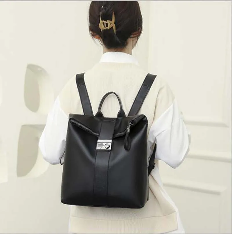 Fashion Brand Designer Backpack High Quality Soft Leather Backpacks Women Large Capacity Shoulder Bags Girls Casual Travel Bag