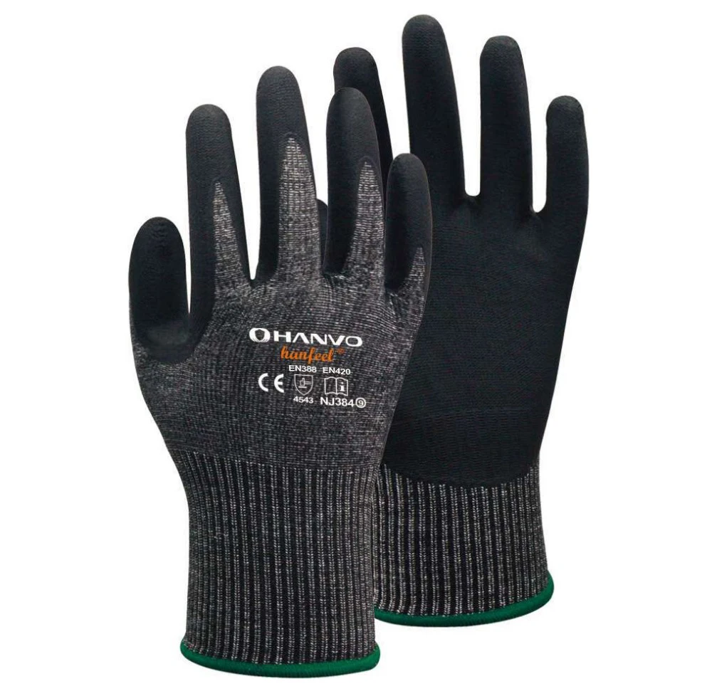 Anti Cut Proof Work Glove ANSI A4 Micro Foam Nitrile HPPE Stain Steel Maxi High Flex Cut Resistant Glass Safety Butcher Mittens