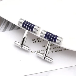 business simple style male cufflinks suit jewelry cufflinks black/blue Round stick men accessories fashion trendy