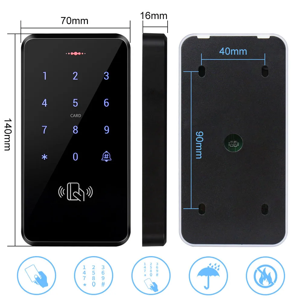 IP68 Waterproof Access Control System Outdoor RFID Keypad WG26/34 Access Controller Reader Rainproof 10 EM4100 Keyfobs for Home