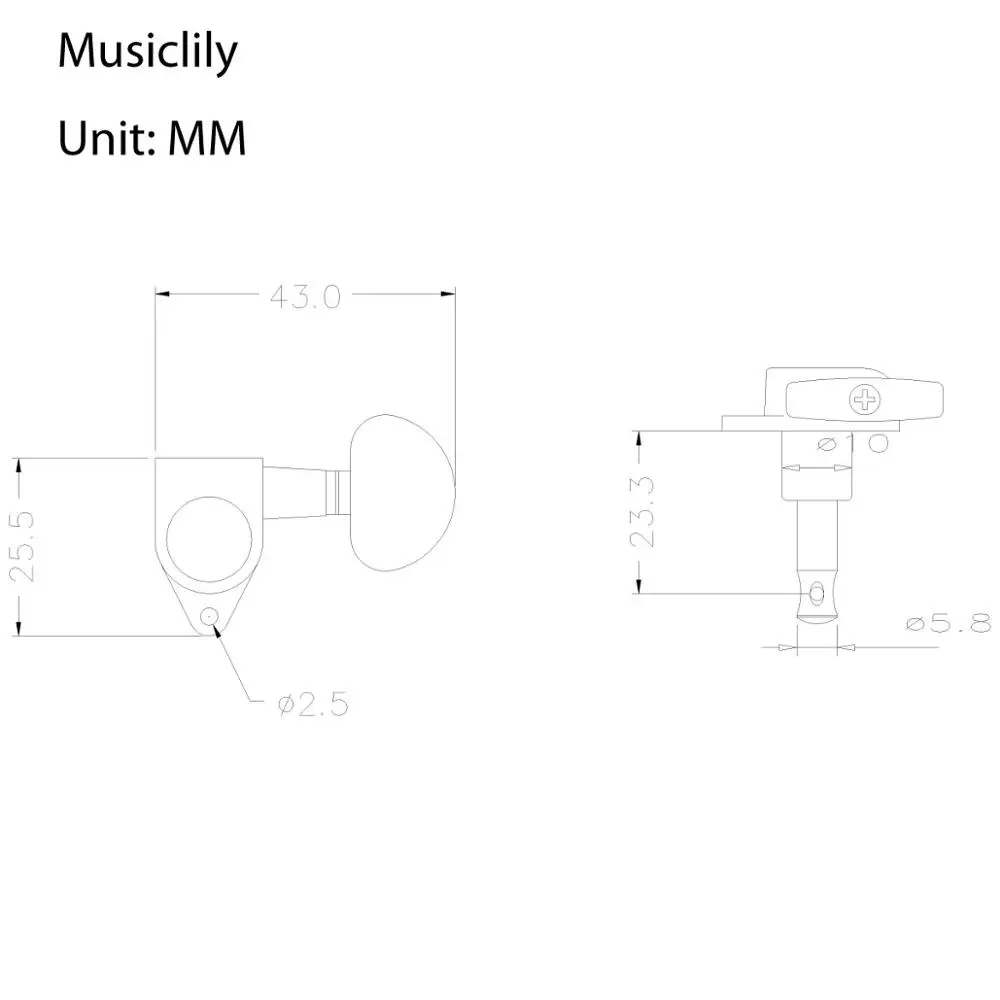 Musiclily 3x3 Epi Style Sealed  Guitar Tuners Tuning Pegs Keys Machine Heads, Half Moon Button Chrome